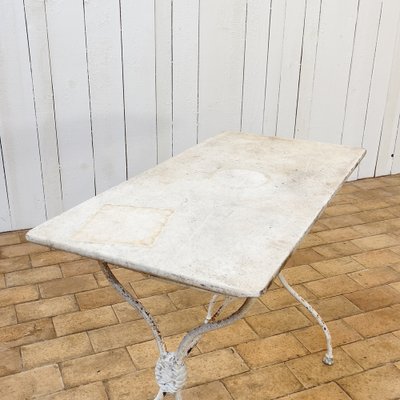 Garden Table in Marble & Cast Iron, 1920s-RB-1396611