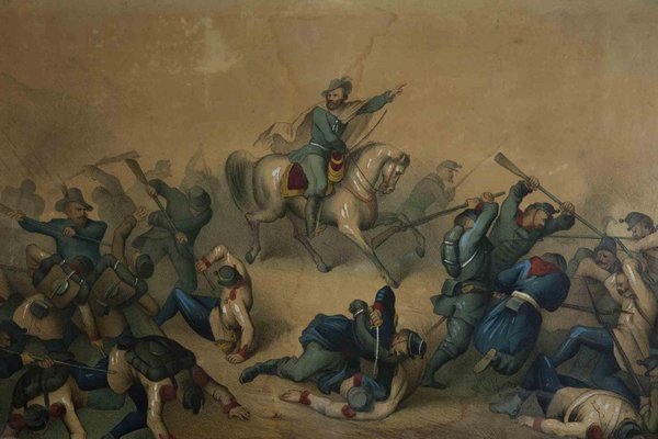 Garibaldi in the Battle, Retouched Lithograph, 19th Century-ZCI-1163191