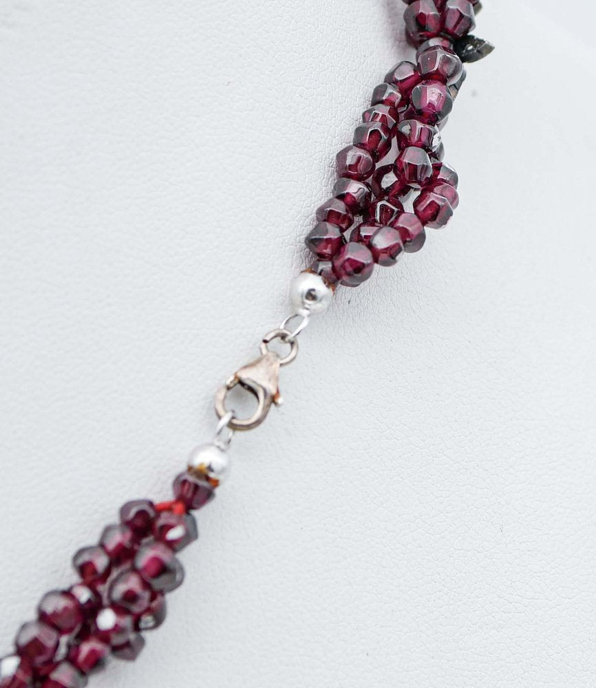 Garnets with Diamonds & Torchon Necklace