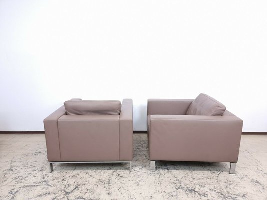 Garnitur Sofa and Armchairs in Leather by Norman Foster for Walter Knoll, 1990s, Set of 3-BVM-1424428