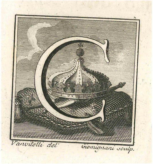 Gaspar Van Wittel (Vanvitelli), Antiquities of Herculaneum Letter C, Etching, 18th Century