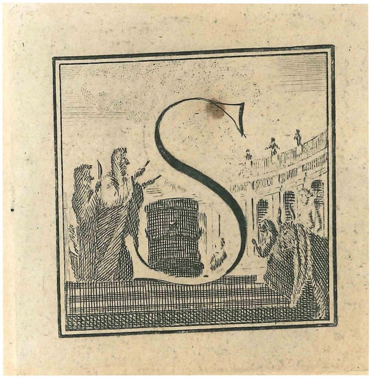 Gaspar Van Wittel (Vanvitelli), Antiquities of Herculaneum Letter L, Etching, 18th Century