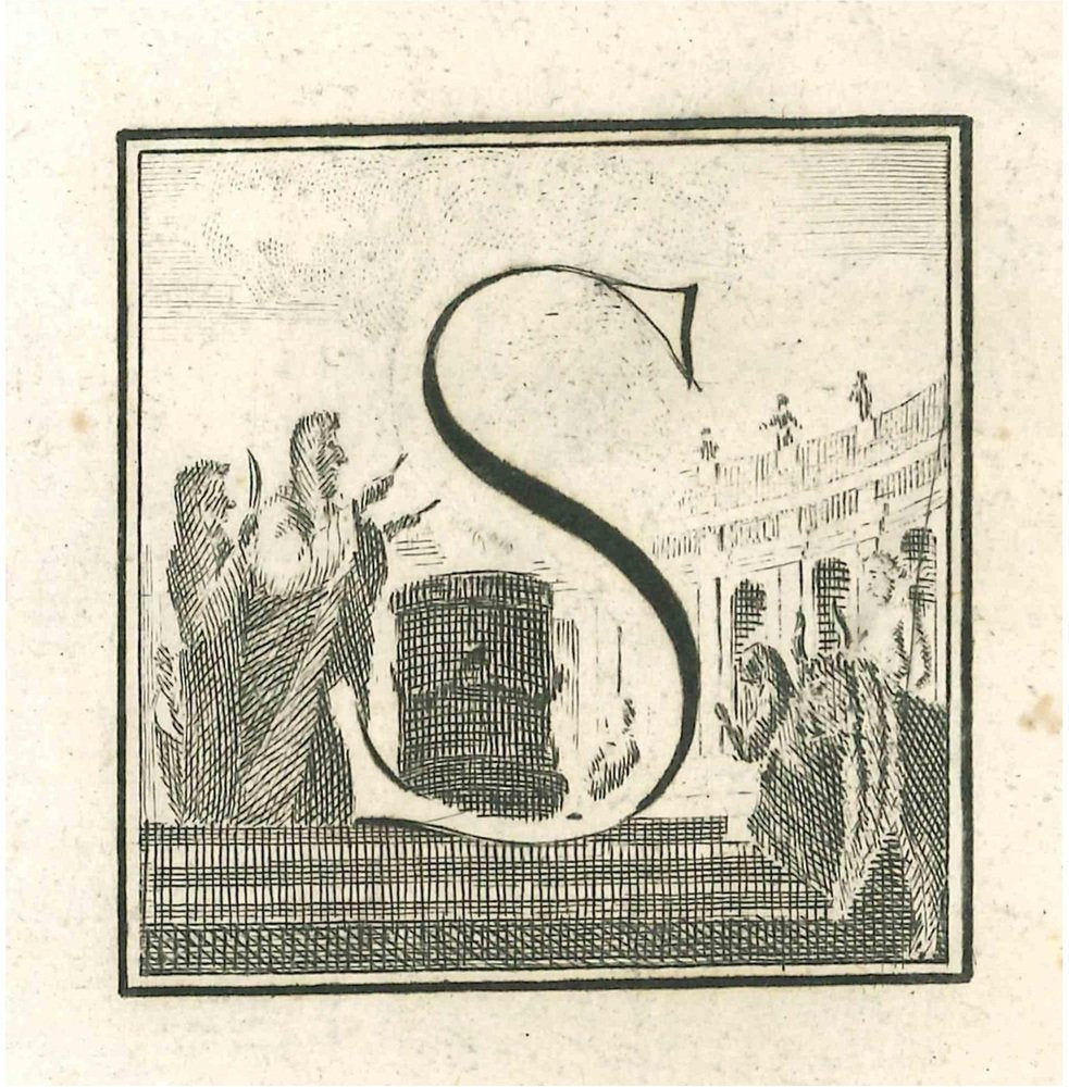 Gaspar Van Wittel (Vanvitelli), Antiquities of Herculaneum Letter S, Etching, 18th Century