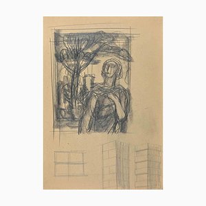 Gaspard Maillol, The Woman in a Garden, Drawing, Early 20th Century-ZCI-1788515