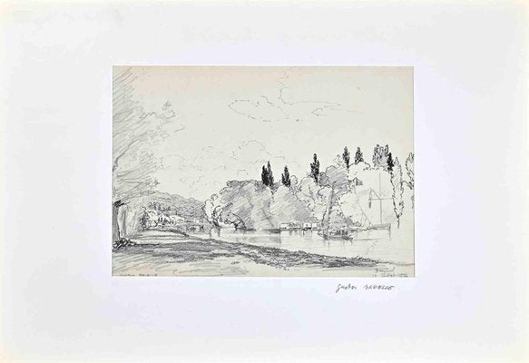 Gaston Bruelle, View of Bougival, Drawing in Pencil, 1874-ZCI-1453328