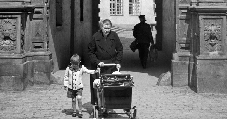 Gate Darmstadt Castle Granny Grandchild Stroller, Germany, 1938, Printed 2021-DYV-997881