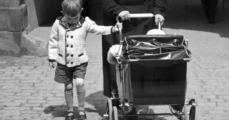 Gate Darmstadt Castle Granny Grandchild Stroller, Germany, 1938, Printed 2021-DYV-997881