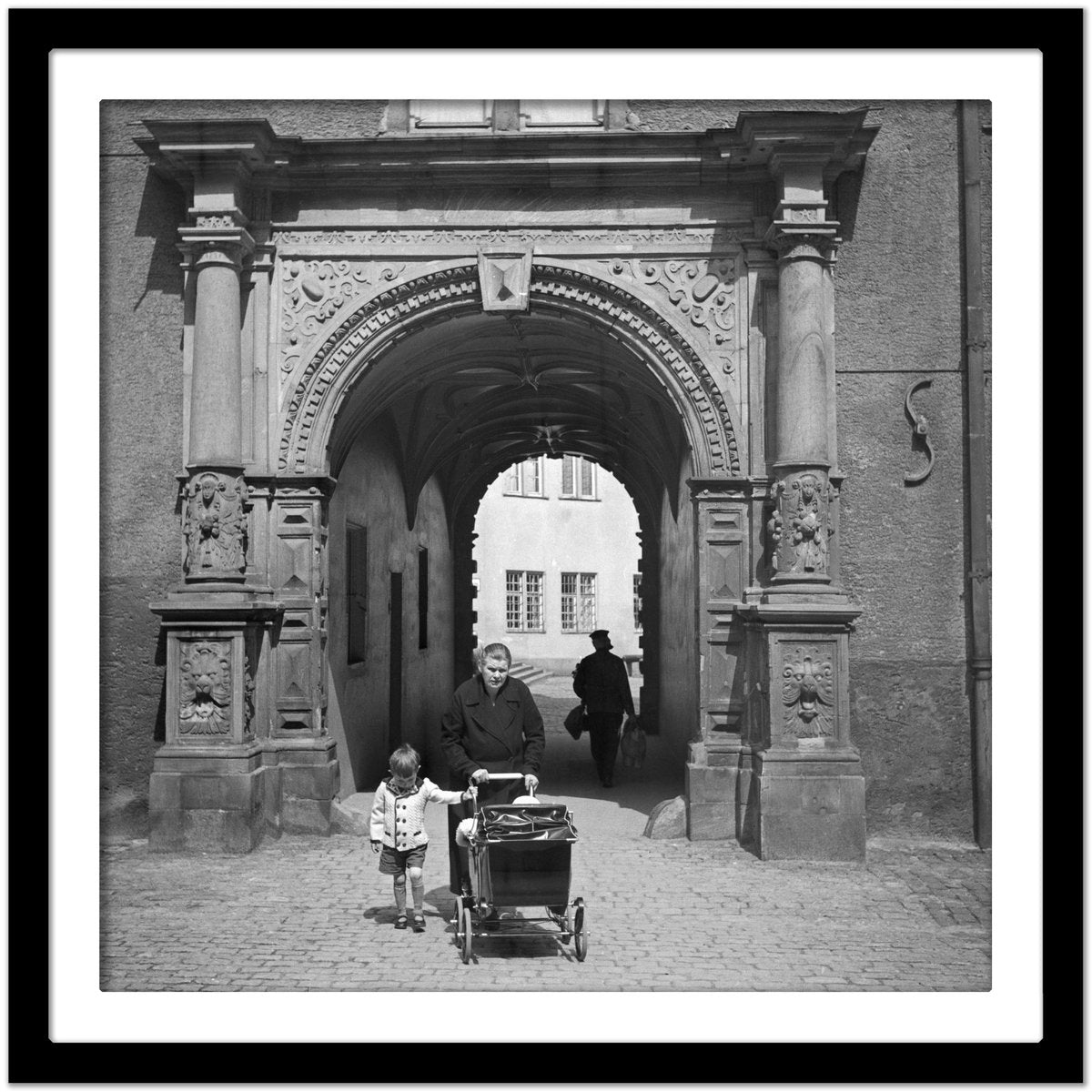 Gate Darmstadt Castle Granny Grandchild Stroller, Germany, 1938, Printed 2021