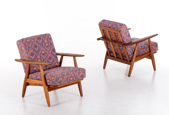 GE 240 Cigar Easy Chairs in Oak by Hans J. Wegner, 1950s, Set of 2-QU-1706908