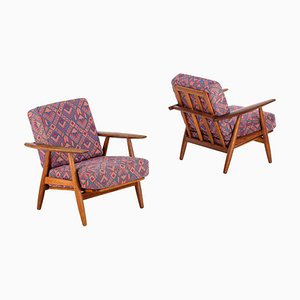 GE 240 Cigar Easy Chairs in Oak by Hans J. Wegner, 1950s, Set of 2-QU-1706908