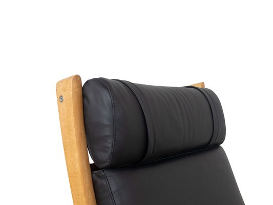 GE 265 Oak and Black Leather Armchair by Hans J. Wegner for Getama, 1980s-UQV-956514