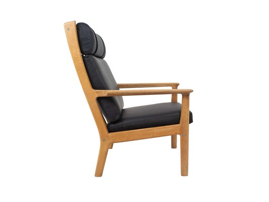 GE 265 Oak and Black Leather Armchair by Hans J. Wegner for Getama, 1980s-UQV-956514