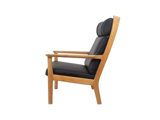 GE 265 Oak and Black Leather Armchair by Hans J. Wegner for Getama, 1980s-UQV-956514