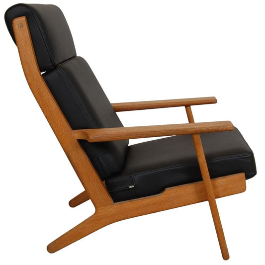 GE-290a Lounge Chair in Black Bizon Leather by Hans Wegner for Getama