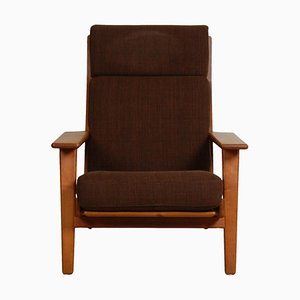 GE-290A Lounge Chair in Brown Fabric by Hans Wegner for Getama, 1980s-MTD-1400693