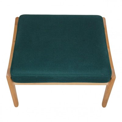 GE-290A Lounge Chair with Ottoman in Green Fabric by Hans Wegner for Getama, 1990s, Set of 2-MTD-1400694