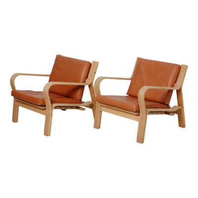 GE-671 Chair in Oak and Cognac Aniline Leather by Hans J. Wegner for Getama, Set of 2-MTD-1400704