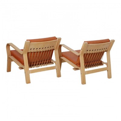 GE-671 Chair in Oak and Cognac Aniline Leather by Hans J. Wegner for Getama, Set of 2-MTD-1400704