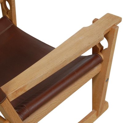 Ge-673 Rocking Chair in Brown Leather by Hans Wegner for Getama, 1990s-MTD-1703082