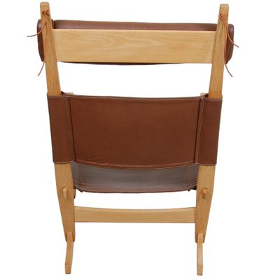 Ge-673 Rocking Chair in Brown Leather by Hans Wegner for Getama, 1990s-MTD-1703082