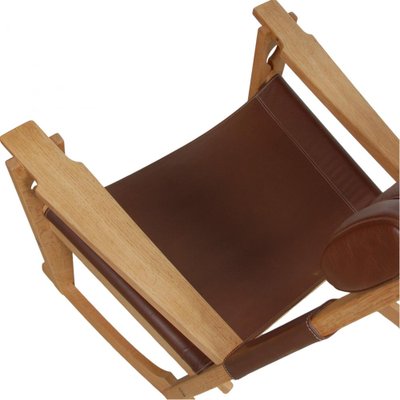 Ge-673 Rocking Chair in Brown Leather by Hans Wegner for Getama, 1990s-MTD-1703082