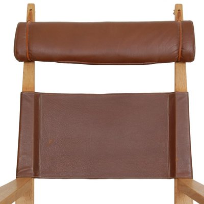 Ge-673 Rocking Chair in Brown Leather by Hans Wegner for Getama, 1990s-MTD-1703082