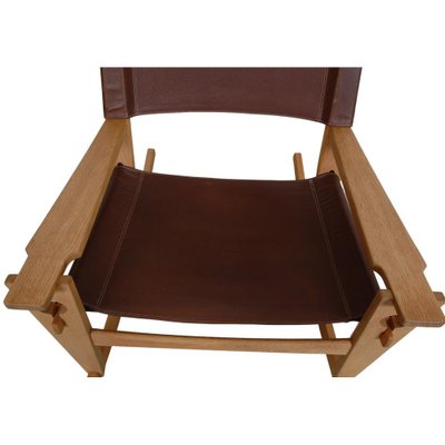 Ge-673 Rocking Chair in Brown Leather by Hans Wegner for Getama, 1990s-MTD-1703082