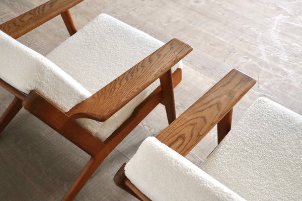 GE290 Armchairs in Bouclé by Hans Wegner for Getama, Denmark, 1951, Set of 2-ZZP-1793051