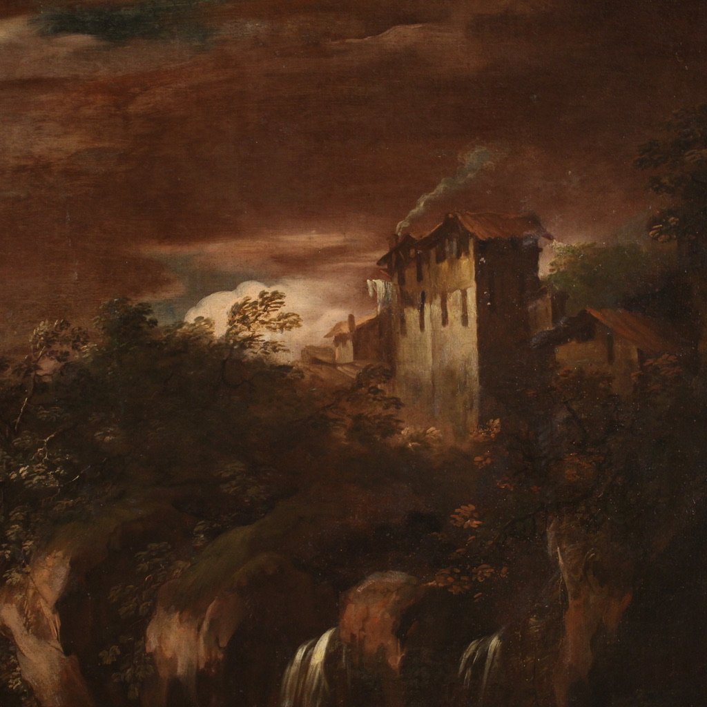 Genoese School Artist, Landscape with Figures, 1740, Oil on Canvas