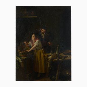 Genre Kitchen Scene, Early 19th Century, 1800s, Oil on Board-AOI-2019932