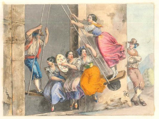 Genre Scenes / Rome 1800 - Lithographs and Watercolors - Mid 19th Century Mid 1800-ZCI-759802