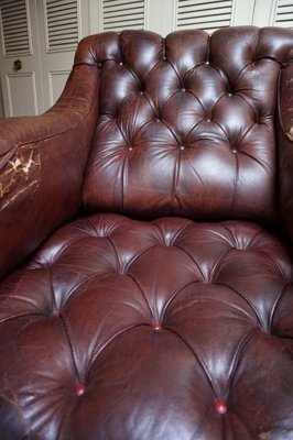 Gentlemans Armchair in Distressed Leather, 1840s-EA-1444812