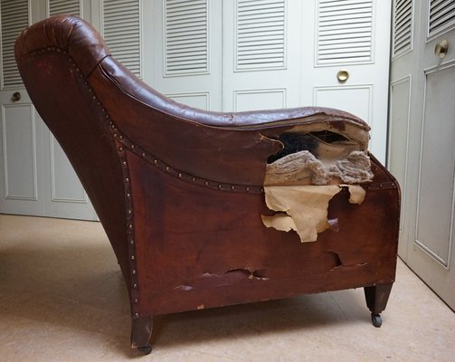 Gentlemans Armchair in Distressed Leather, 1840s-EA-1444812