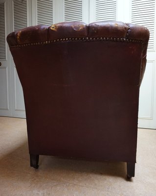 Gentlemans Armchair in Distressed Leather, 1840s-EA-1444812