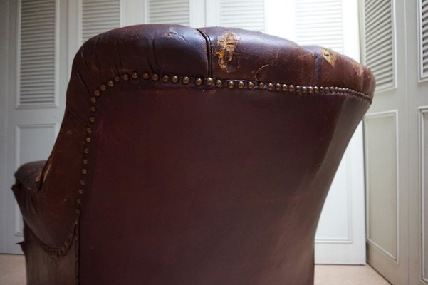 Gentlemans Armchair in Distressed Leather, 1840s-EA-1444812