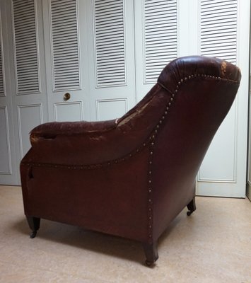 Gentlemans Armchair in Distressed Leather, 1840s-EA-1444812