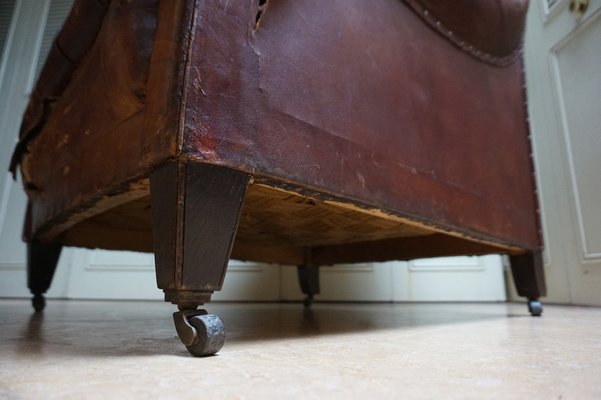 Gentlemans Armchair in Distressed Leather, 1840s-EA-1444812