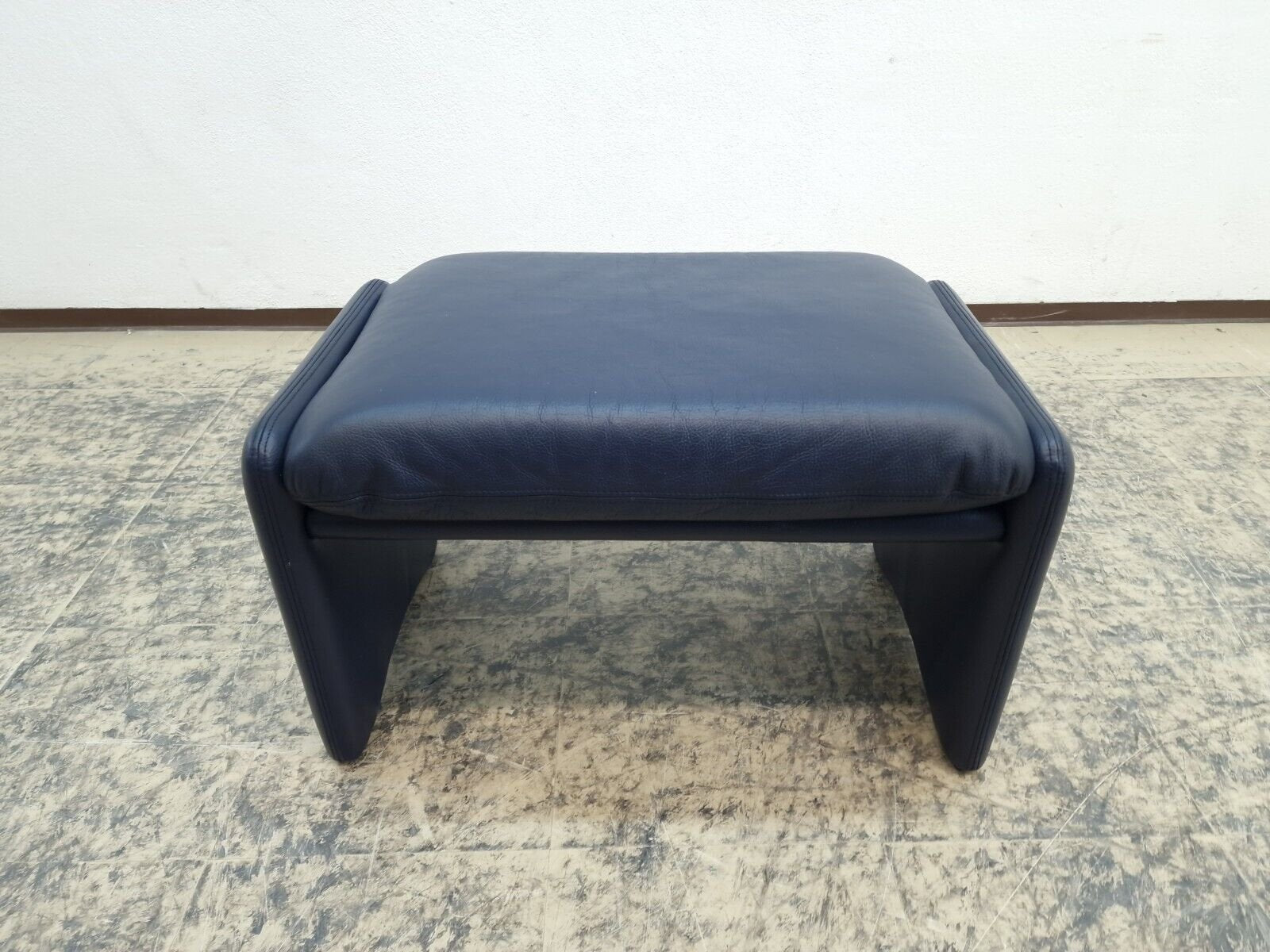 Genuine Leather Stool in Dark Blue from Erpo