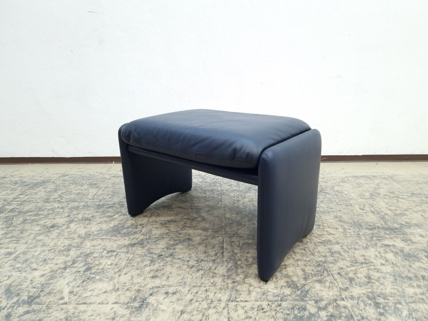 Genuine Leather Stool in Dark Blue from Erpo