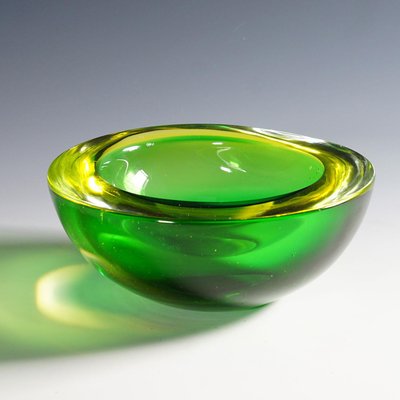 Geode Bowl in Green and Yellow Murano Glass by Archimede Seguso, Italy, 1960s-KJP-1444450