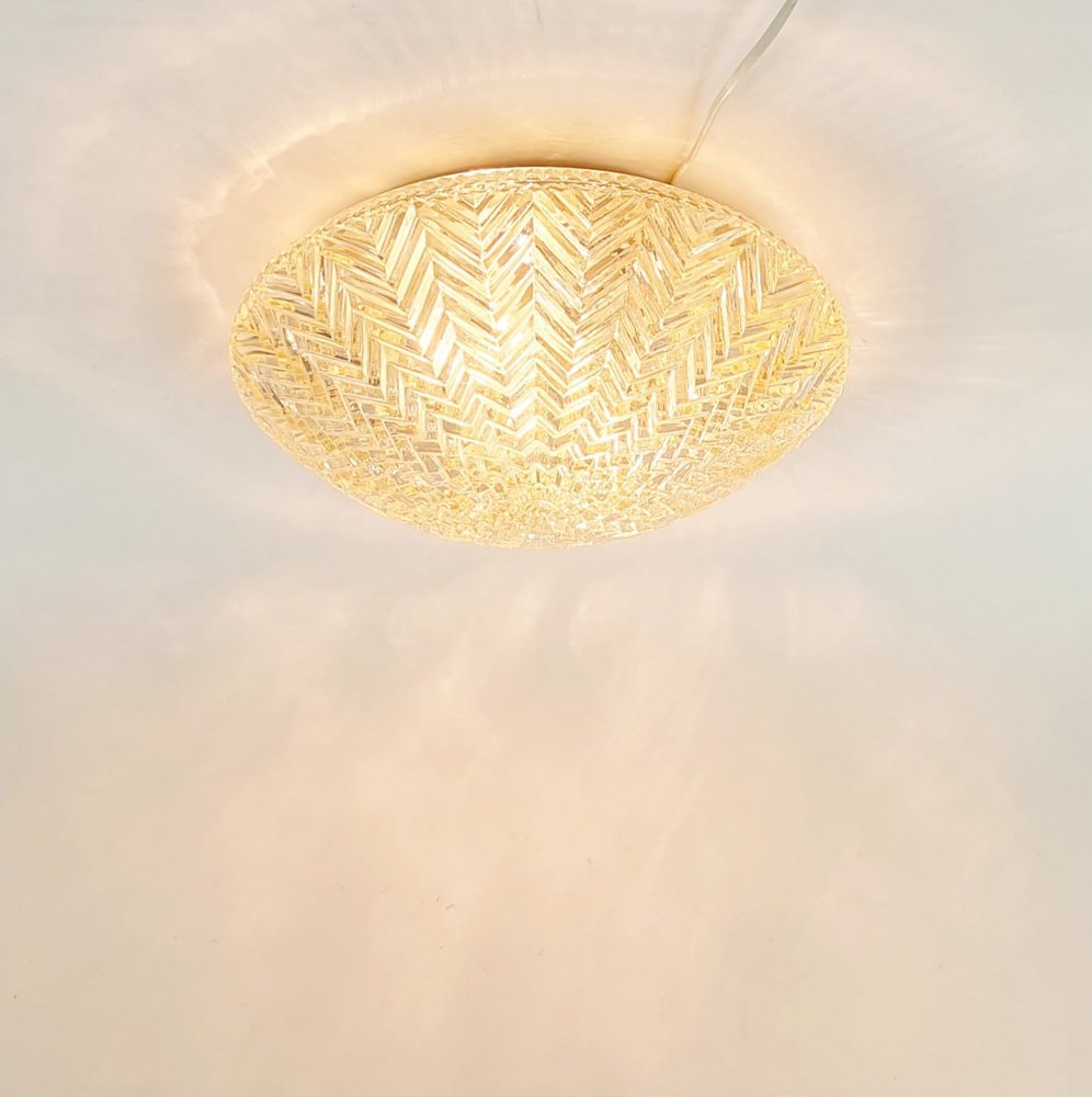 Geometric Amber Glass Ceiling Light from Limburg, Germany, 1970s