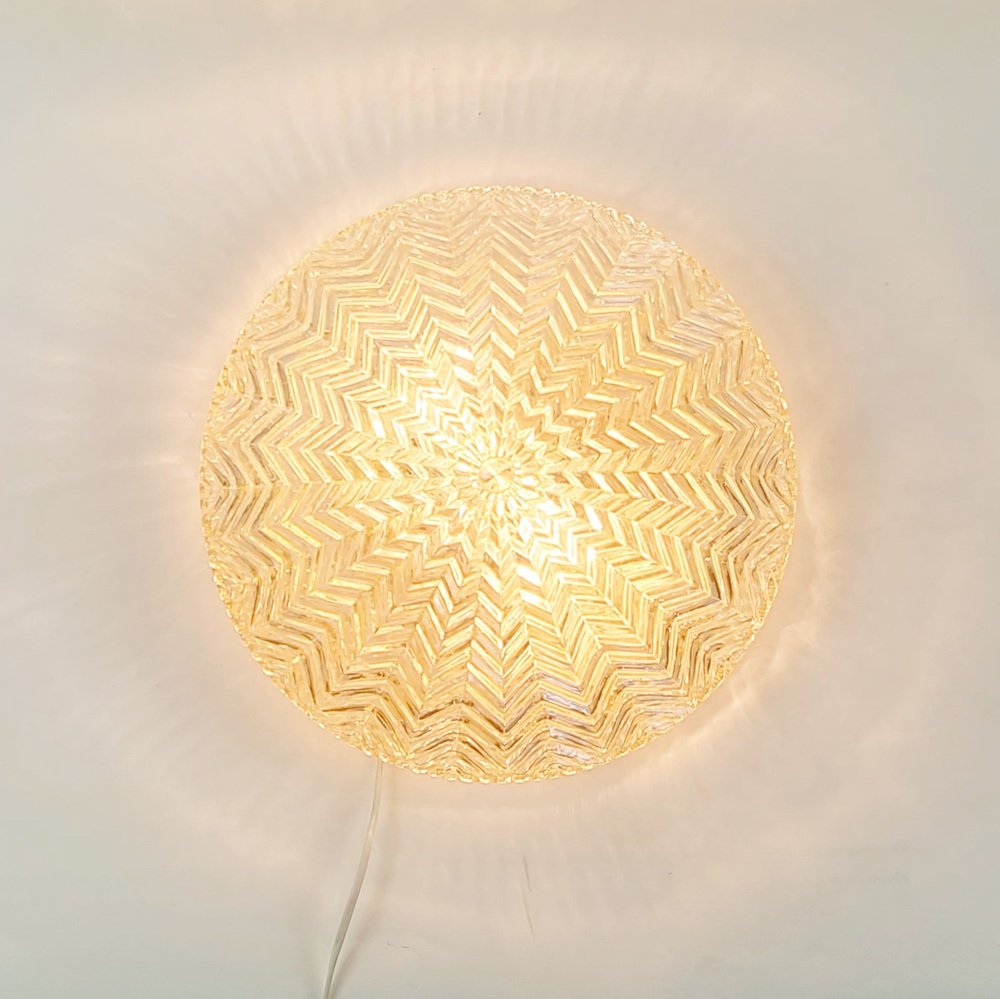 Geometric Amber Glass Ceiling Light from Limburg, Germany, 1970s