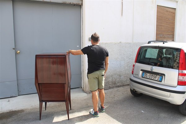 Geometric Bar Cabinet in Italian Walnut in the style of Ico Parisi, 1950s-EH-1702317