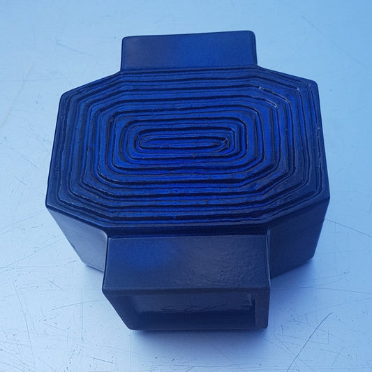 Geometric Blue Ceramic Vase Angula by Hans Welling for Ceramano