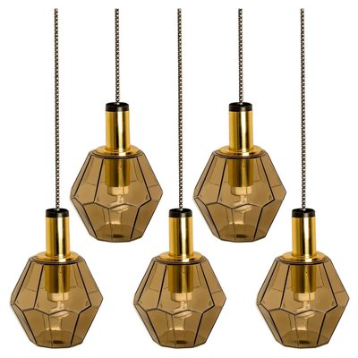 Geometric Brass and Clear Glass Pendant Light by Limburg, 1970s-VDW-1314200