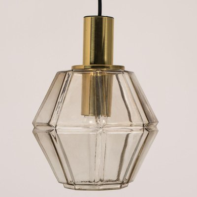 Geometric Brass and Clear Glass Pendant Light from Limburg, 1960s-VDW-910047