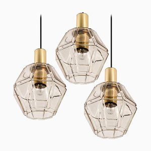 Geometric Brass and Clear Glass Pendant Light from Limburg, 1960s-VDW-910047