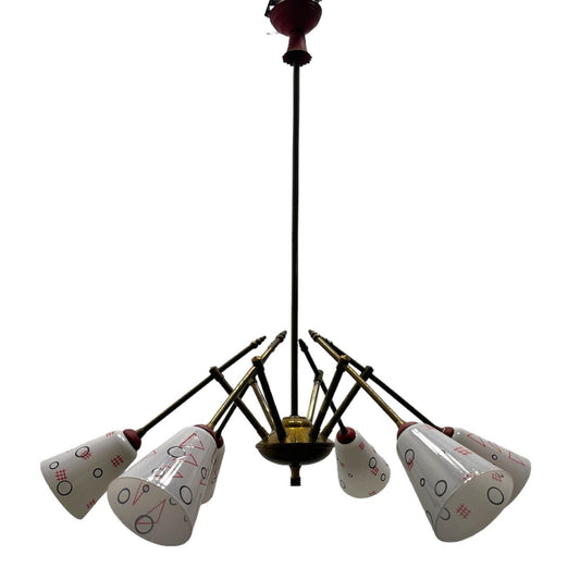 Geometric Bronze Chandelier, 1950s