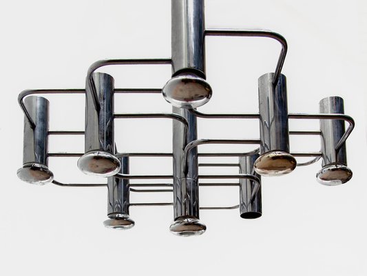 Geometric Chrome Chandelier by Gaetano Sciolari, 1960s-KL-1821442