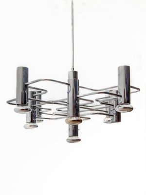 Geometric Chrome Chandelier by Gaetano Sciolari, 1960s-KL-1821442